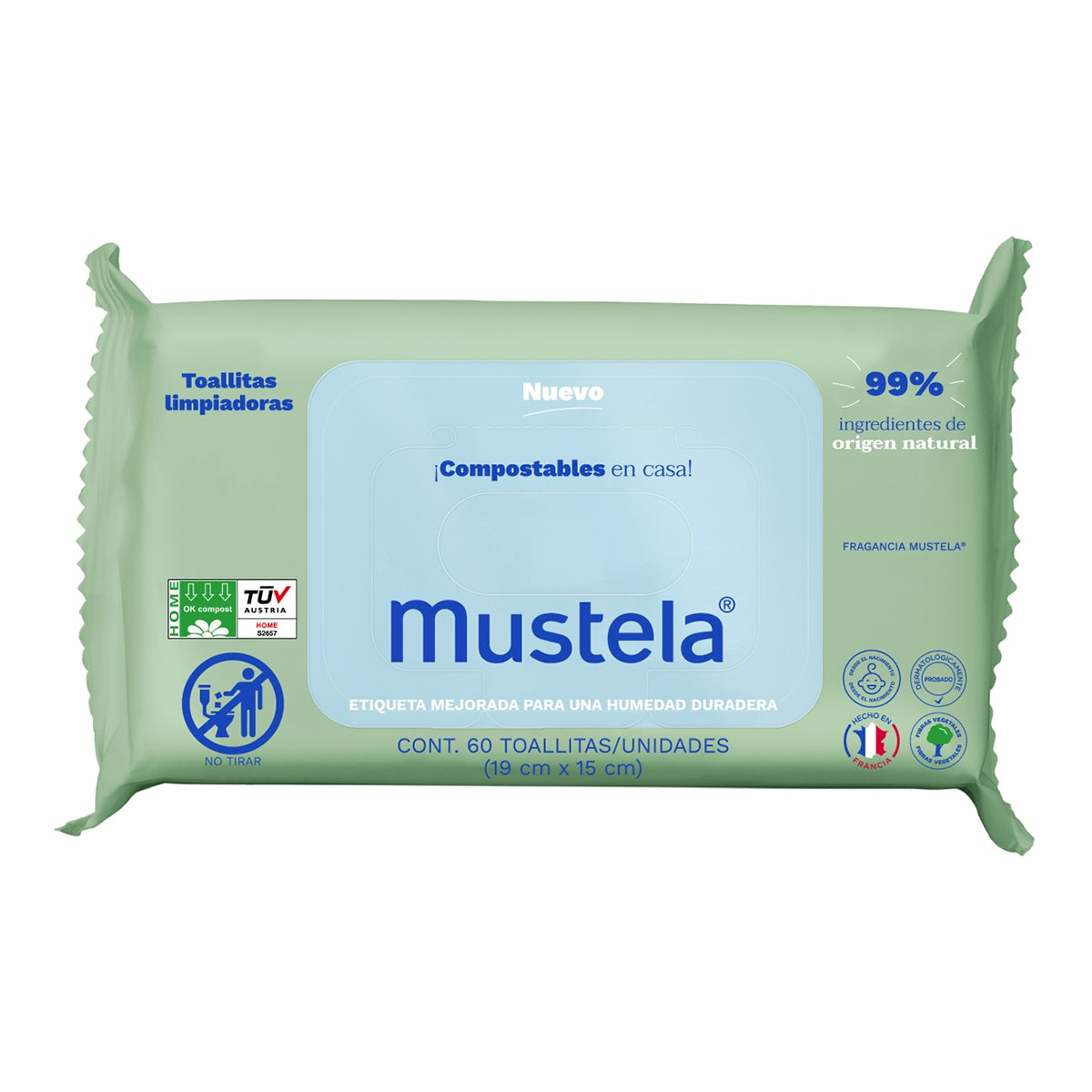 Mus-Pn Toallitas Húmedas Cuerpo Compostables 60Pzs