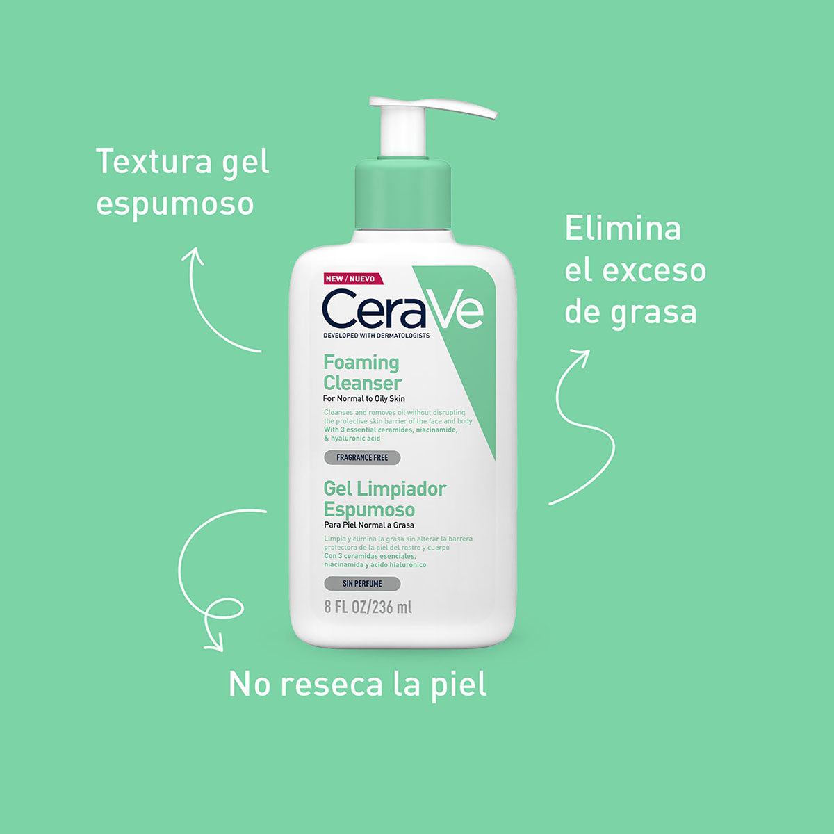Cerave Gel Limpiador Espumoso Piel Normal A Grasa 236Ml