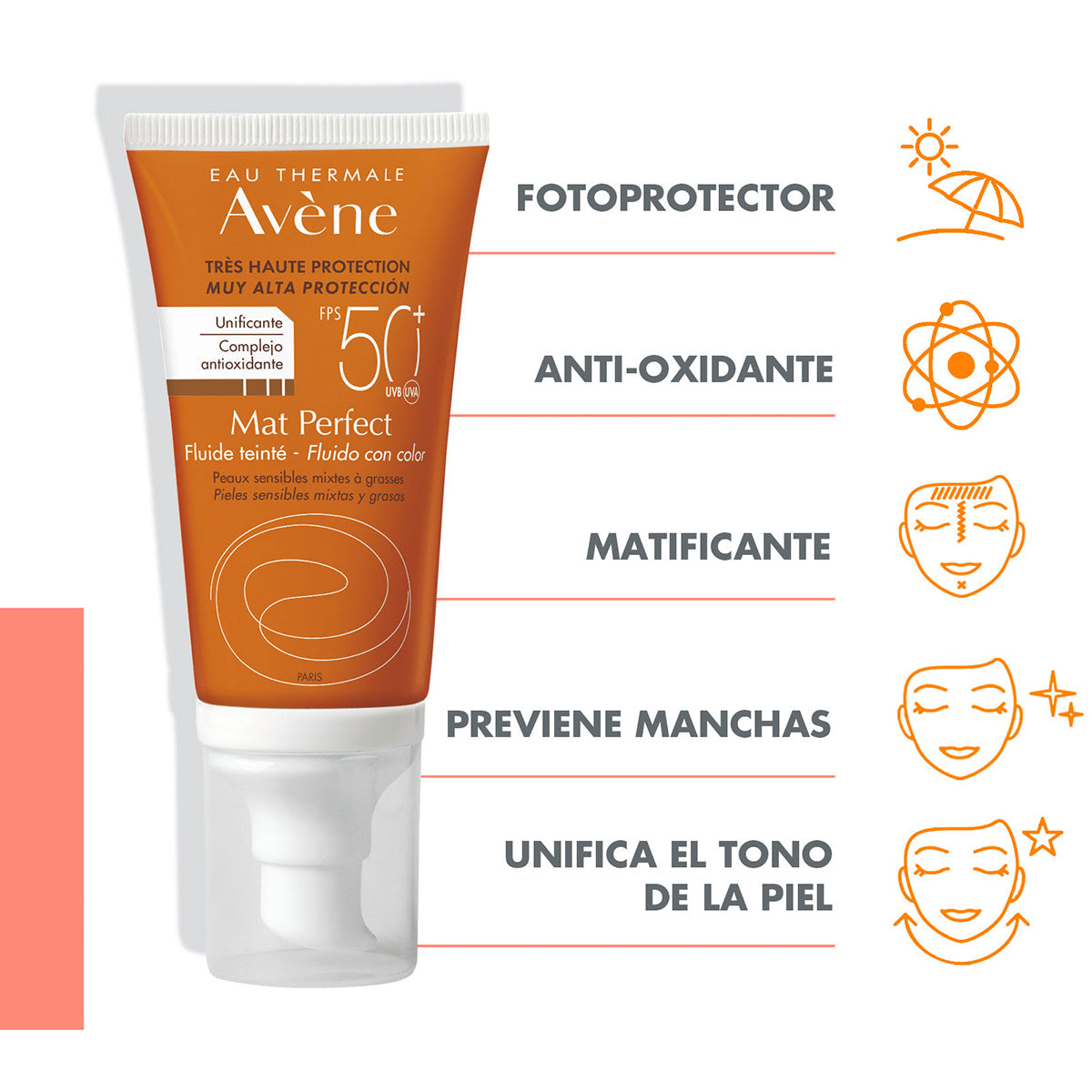 Mat Perfect Fluido Con Color Fps 50+ 50 Ml